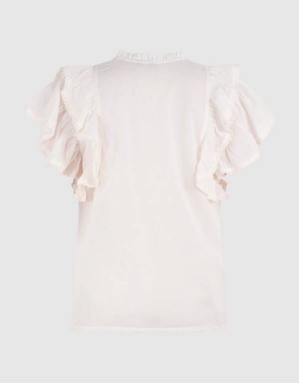 Kanten R&uuml;schen Top Wei&szlig; SHOEBY WOMEN