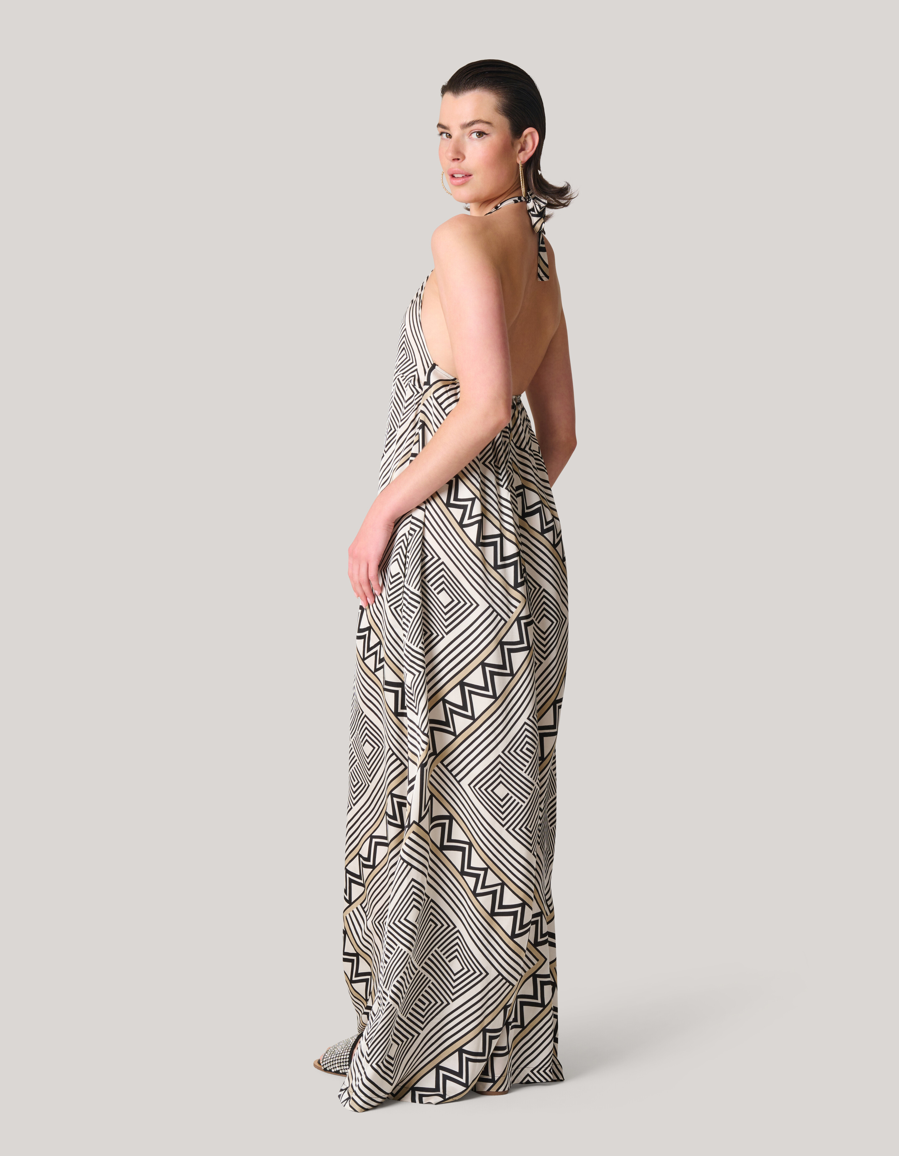 Printed Maxi Jurk Gebroken Wit SHOEBY WOMEN