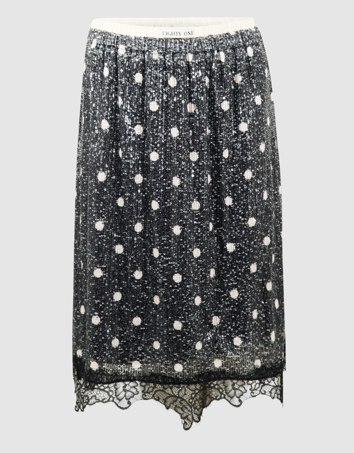 Sequin Polkadot Midi Rock Dunkelgrau SHOEBY WOMEN