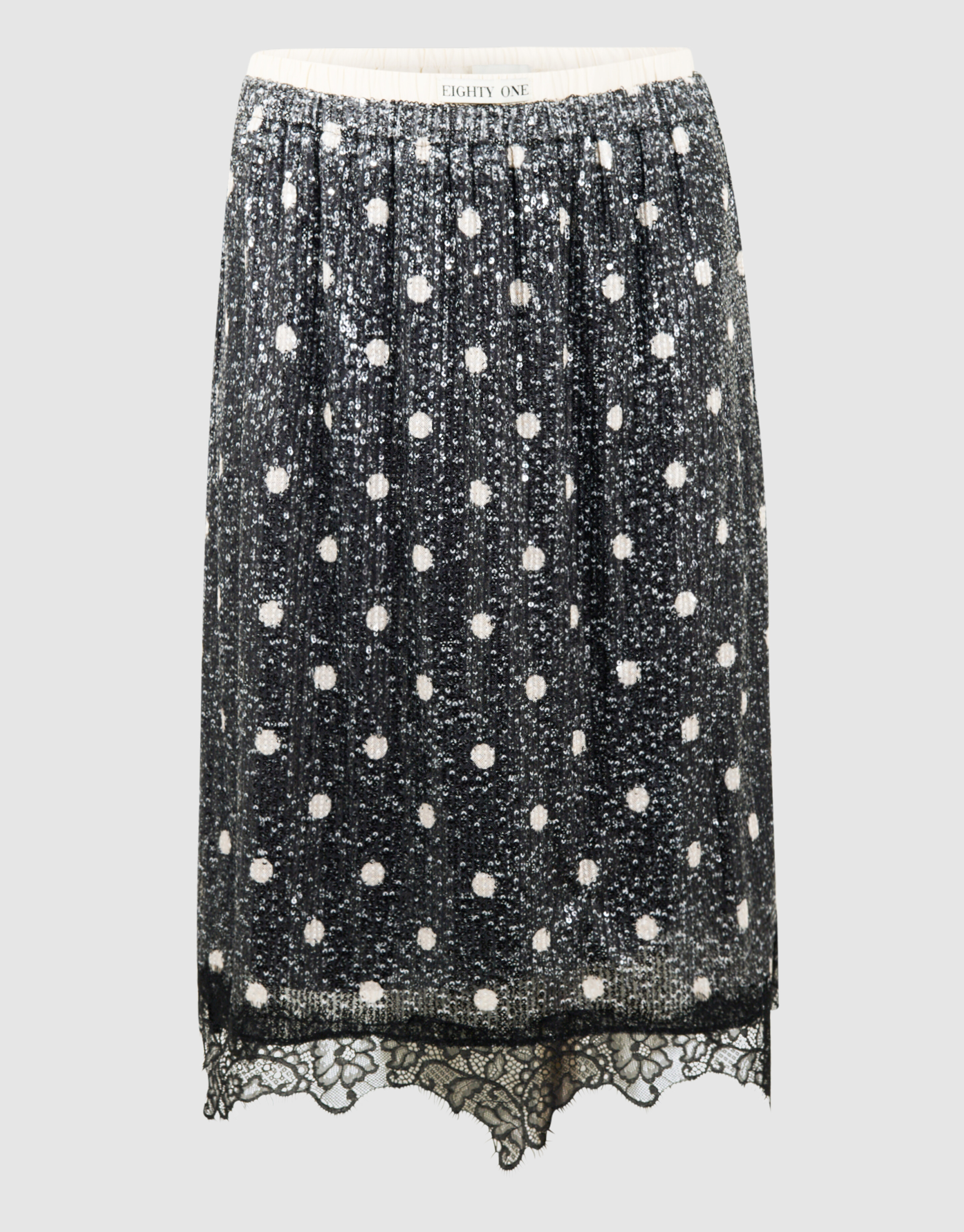 Sequin Polkadot Midi Rock Dunkelgrau SHOEBY WOMEN