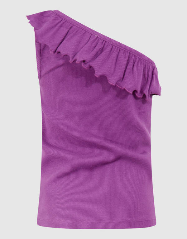 Ein-Schulter-R&uuml;schen-Top Lila SHOEBY GIRLS