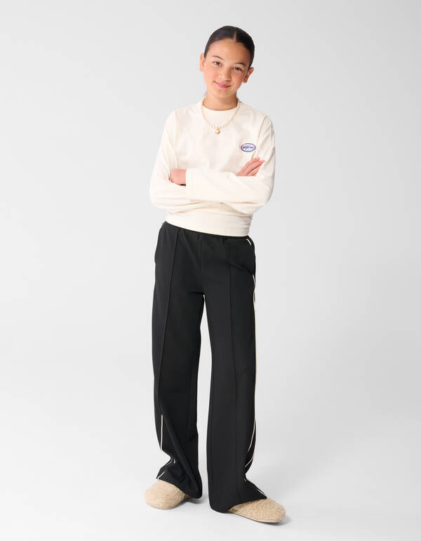 Hose mit weitem Bein und Ziernaht Schwarz SHOEBY GIRLS