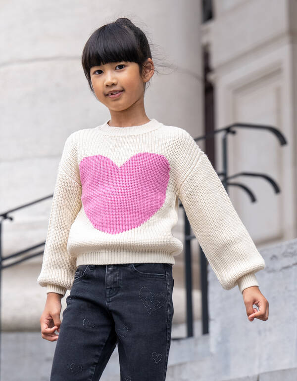 Pullover mit gro&szlig;em Herz Sand SHOEBY GIRLS