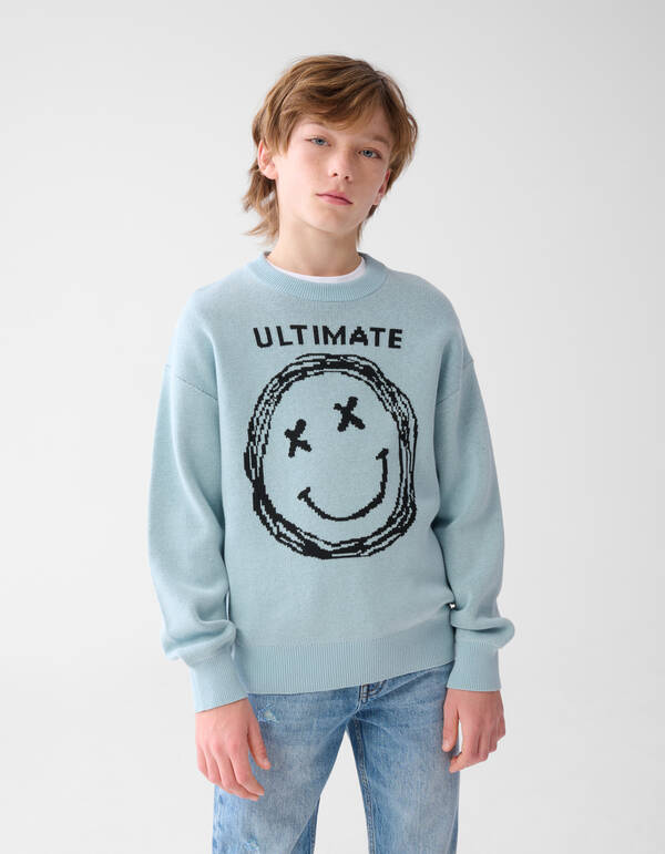 Smiley Strickpullover Hellgr&uuml;n SHOEBY BOYS