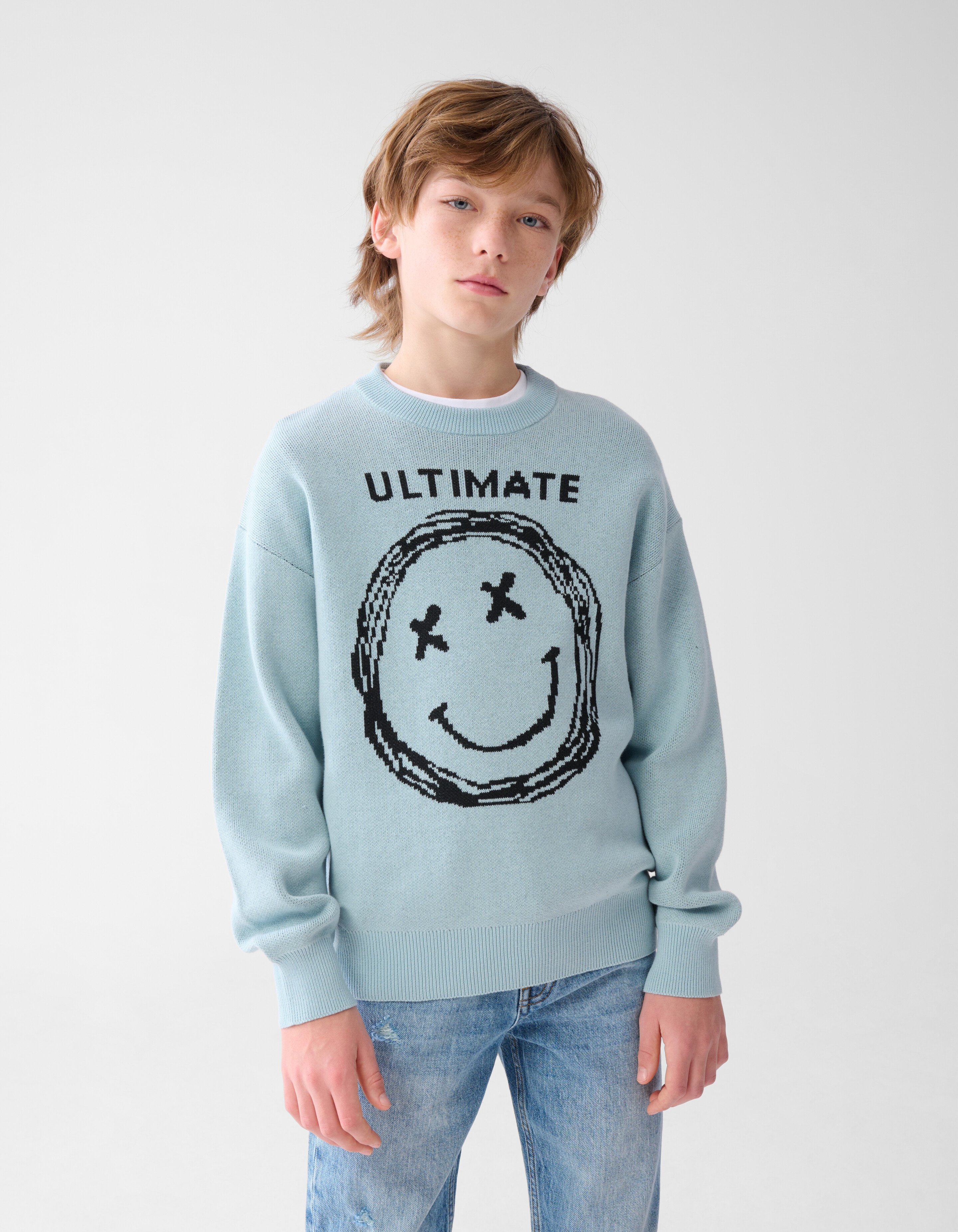 Smiley Strickpullover Hellgr&uuml;n SHOEBY BOYS