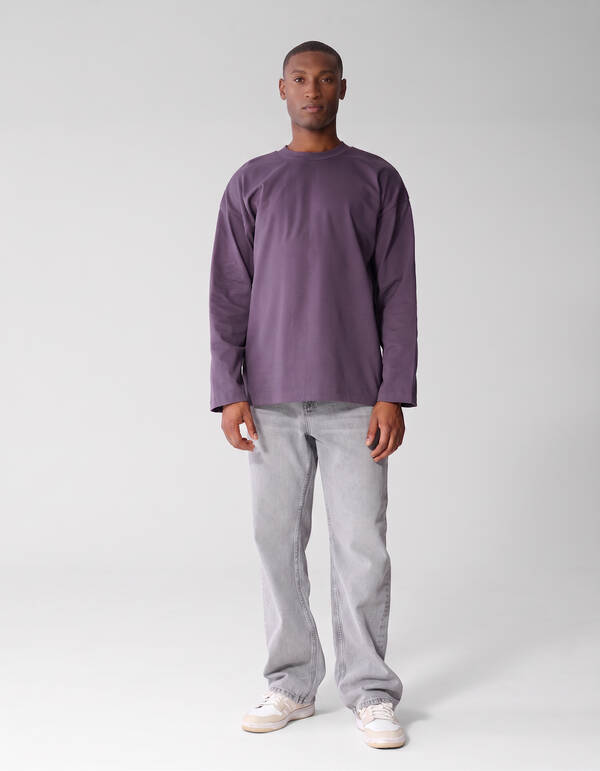 Basic-Langarmshirt in Relaxed Fit lila SHOEBY MEN