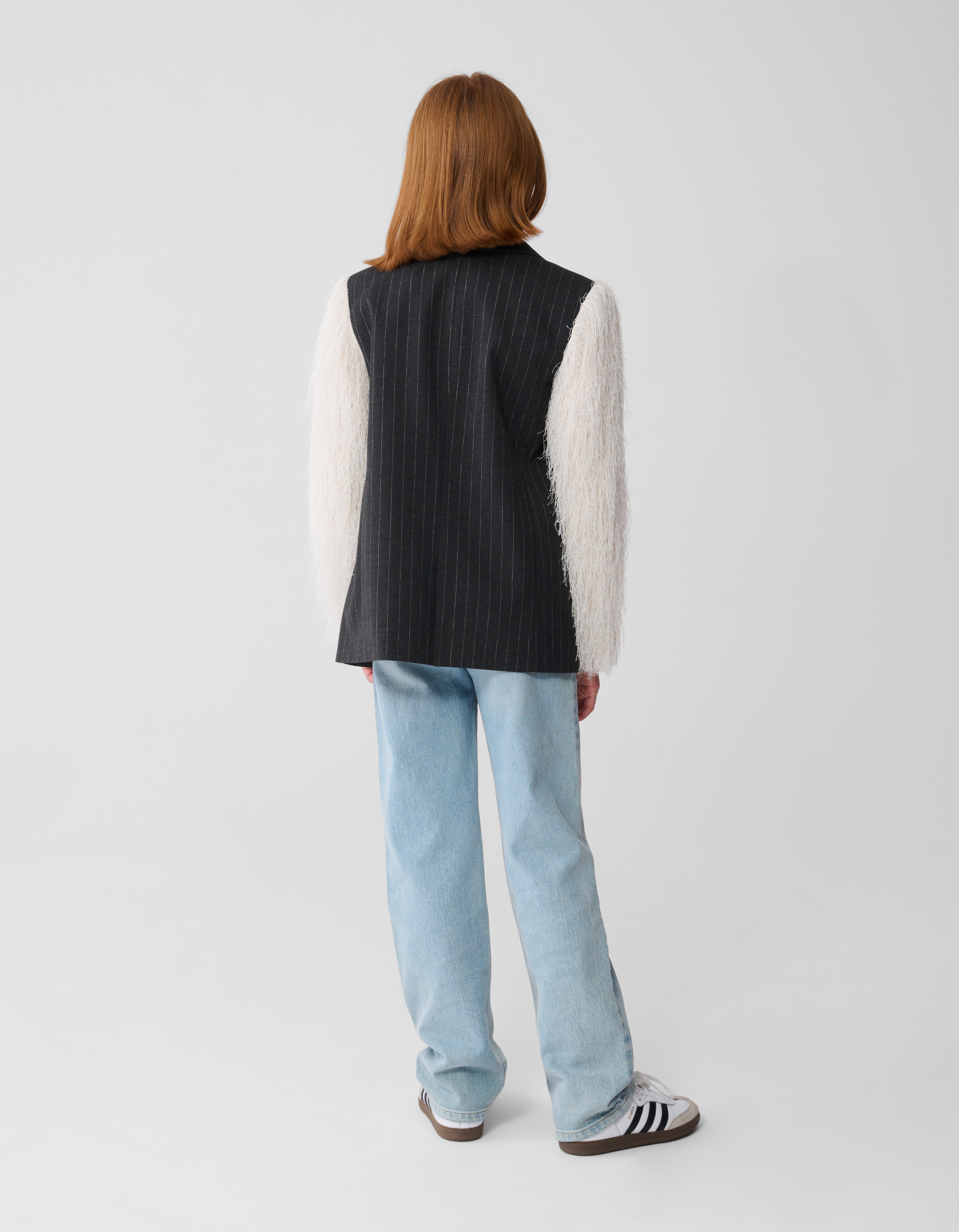 Flauschiger Glitzer-Blazer Off White SHOEBY GIRLS