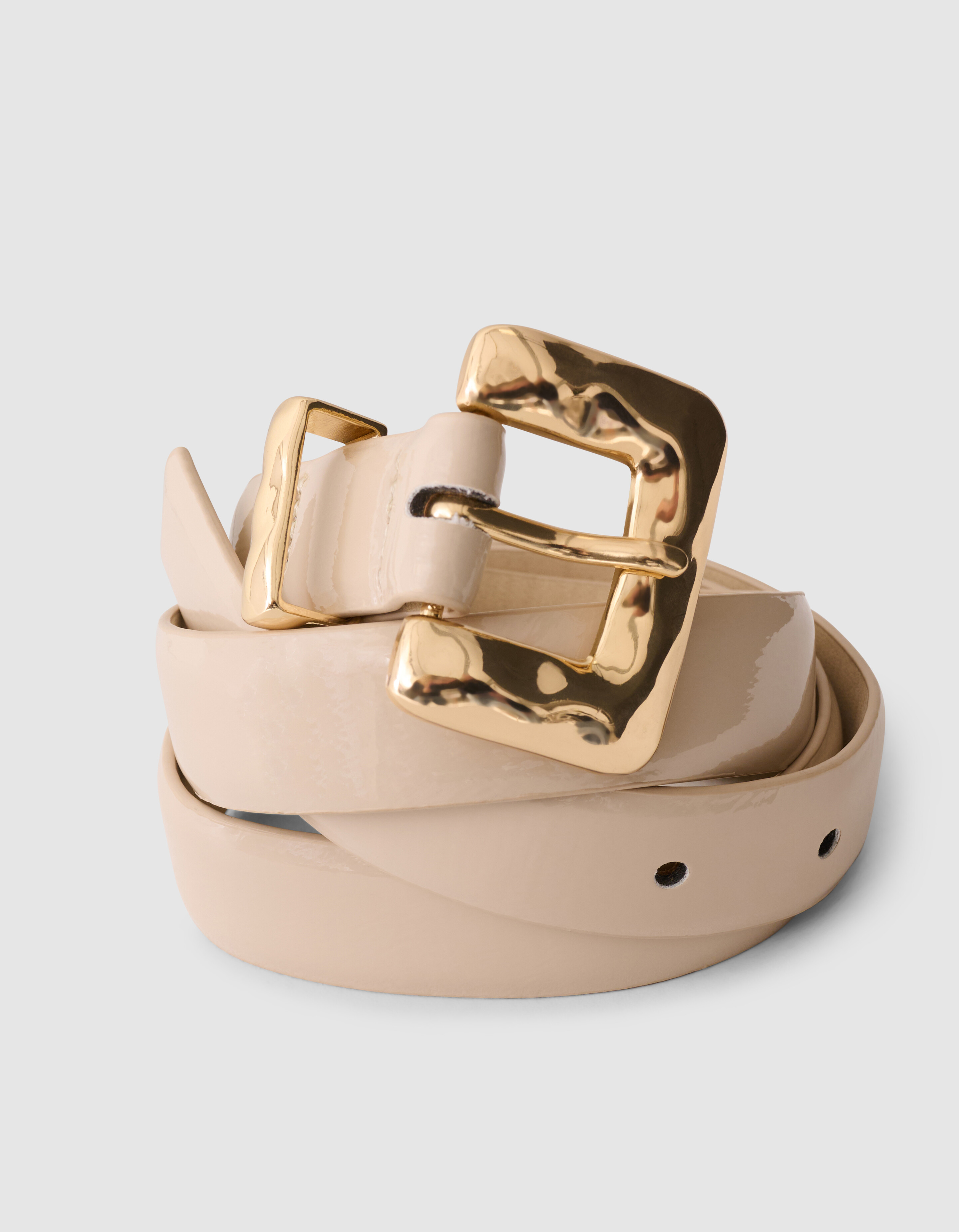 Lack Square G&uuml;rtel Beige SHOEBY ACCESSOIRES