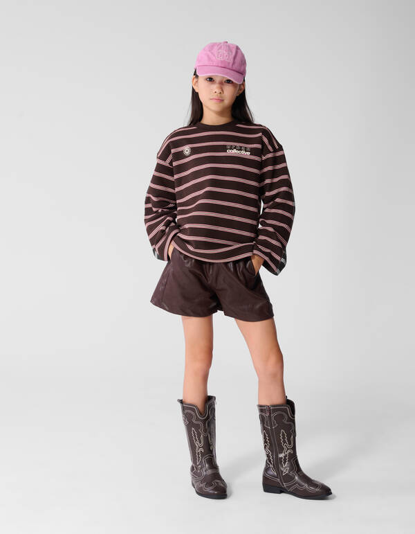 Vegane Ledershorts dunkelbraun SHOEBY GIRLS