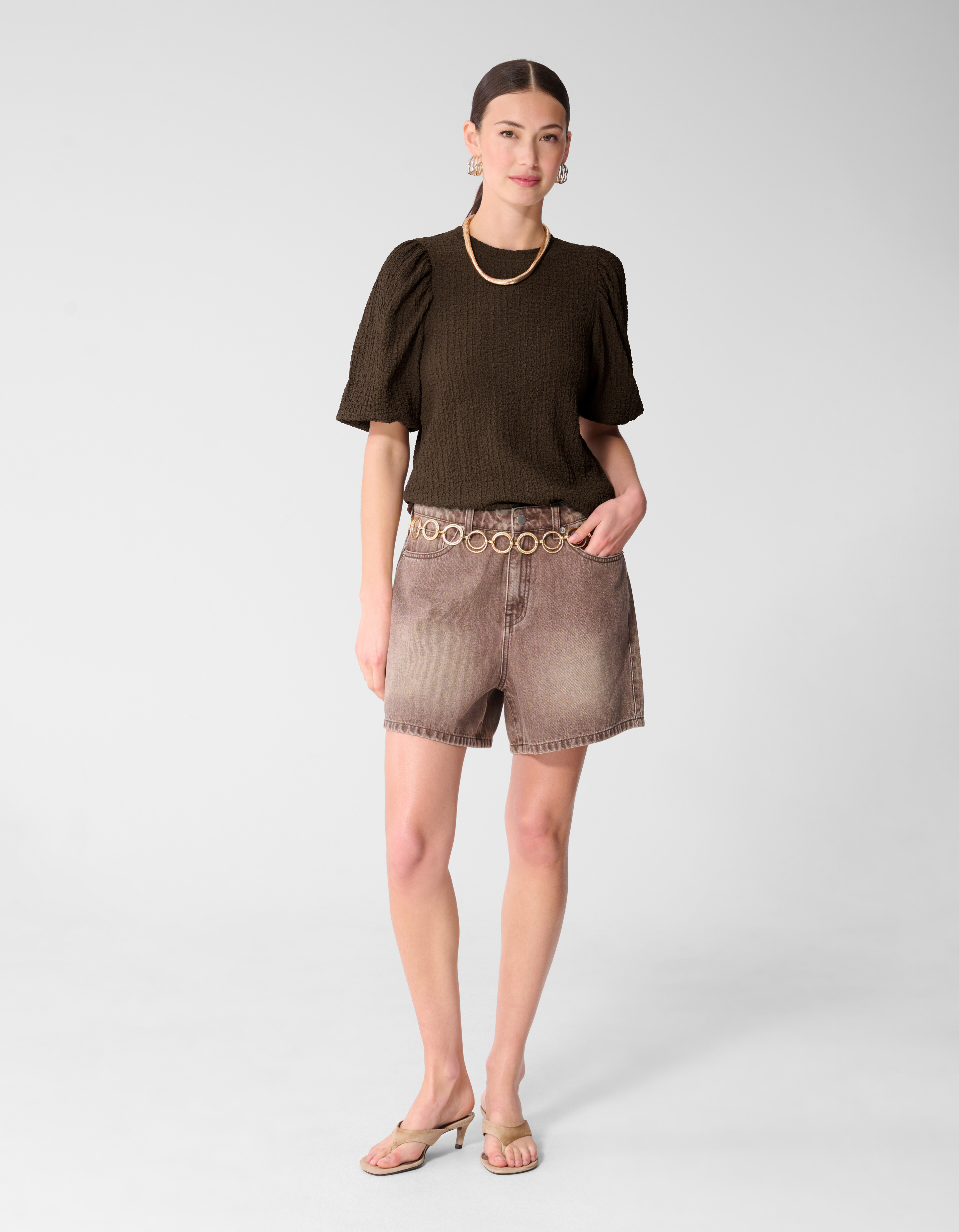 Knitter-Top Ballon Braun SHOEBY WOMEN