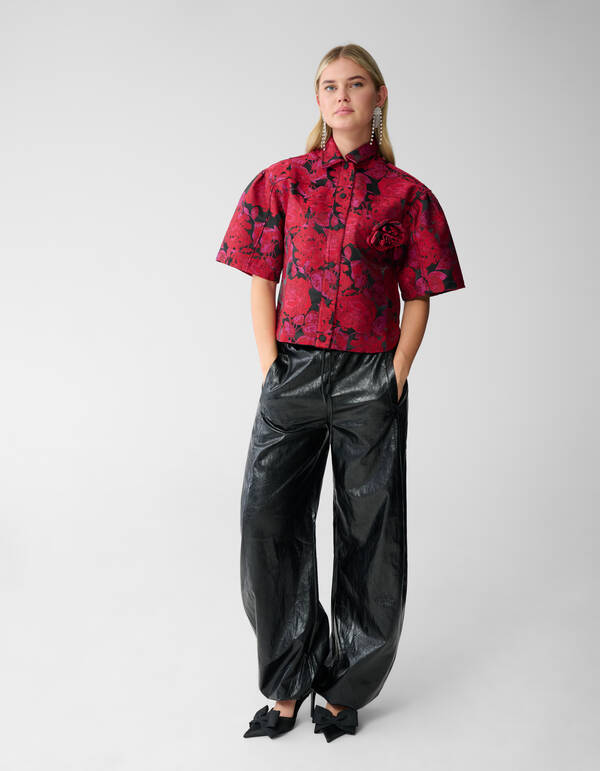 Rose Jacquard Bluse Dunkelrot SHOEBY WOMEN