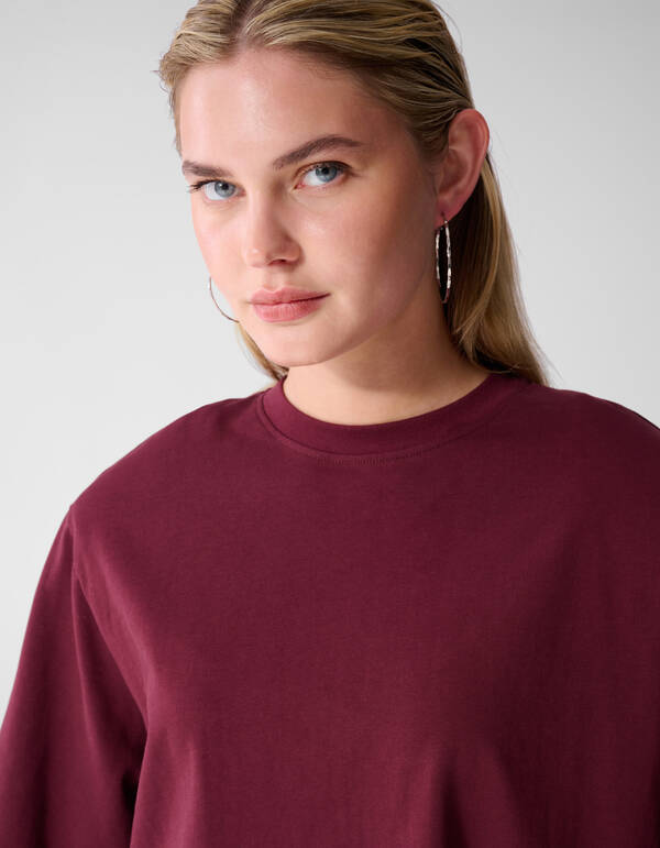Split-T-Shirt Dunkelrot SHOEBY WOMEN