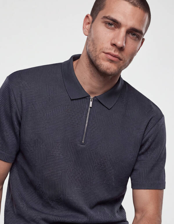 Structuur Zipper Polo Zand SHOEBY MEN