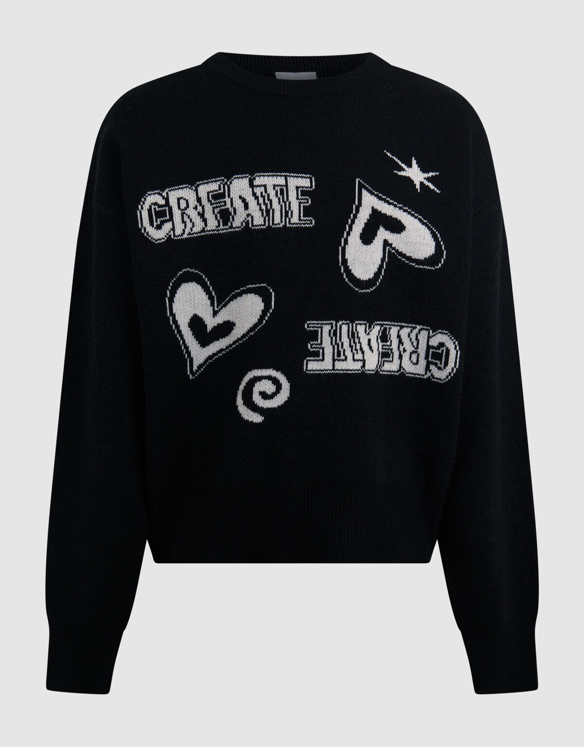 Gestrickter Create Artwork Pullover Schwarz SHOEBY GIRLS