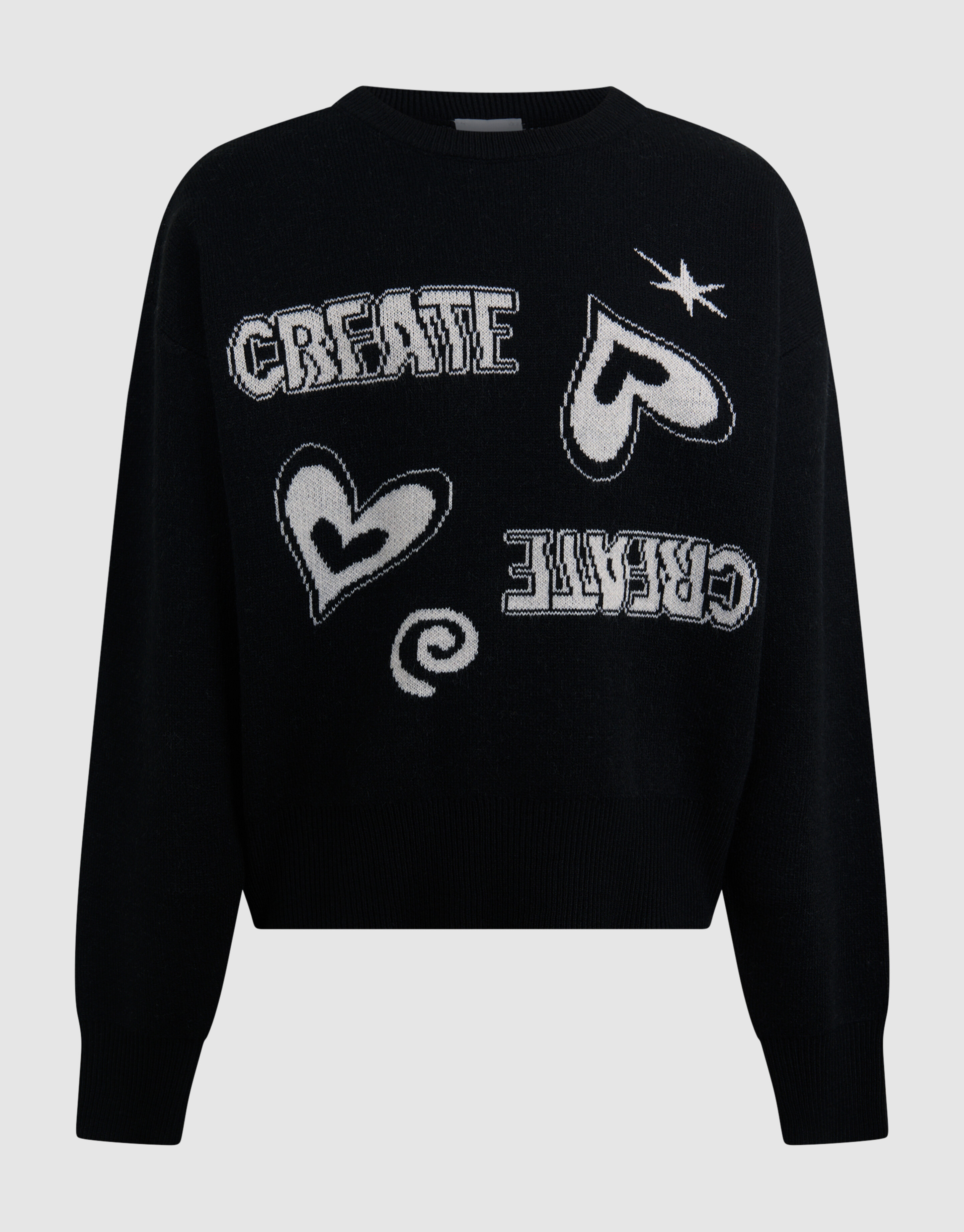 Gestrickter Create Artwork Pullover Schwarz SHOEBY GIRLS