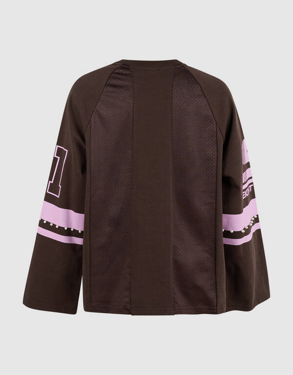 Perlen Mesh Longsleeve Dunkelbraun SHOEBY GIRLS