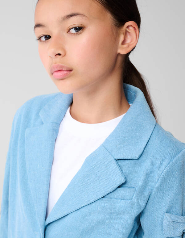 Gek&uuml;rzter Blazer mit Schleife Blau SHOEBY GIRLS