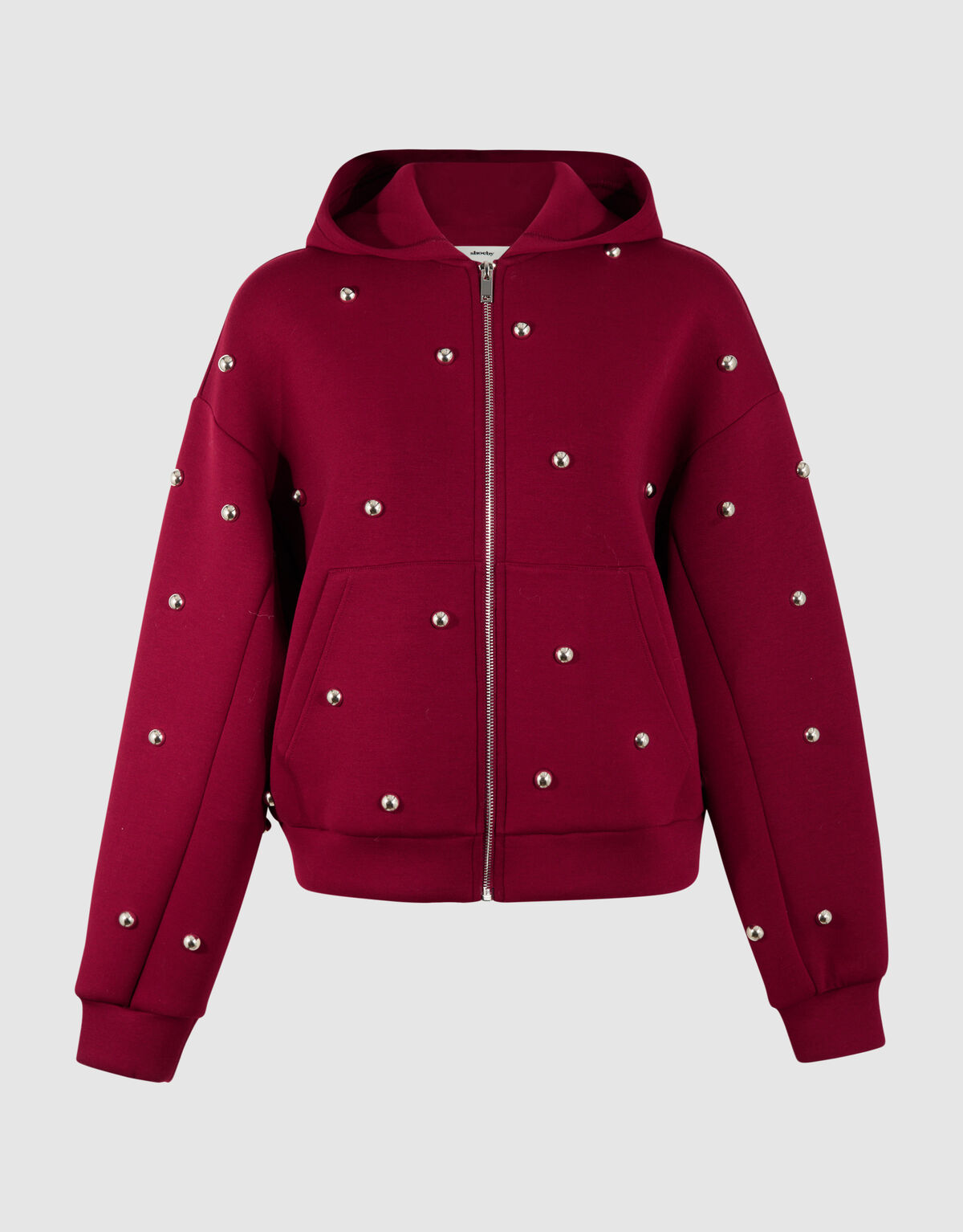 Oversize-Kapuzenweste mit Nieten, dunkelrot SHOEBY WOMEN