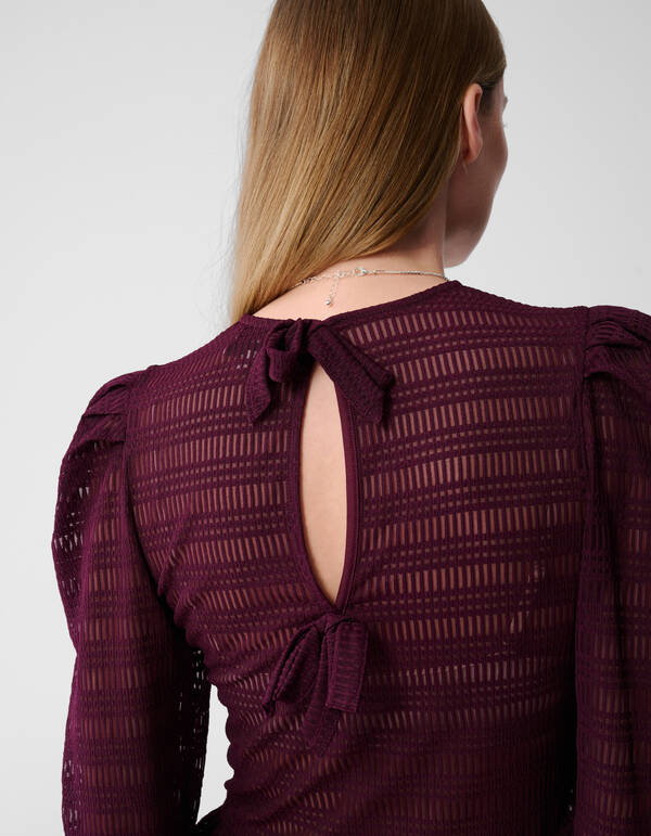 Bluse mit Mesh-Struktur, dunkelrot SHOEBY WOMEN