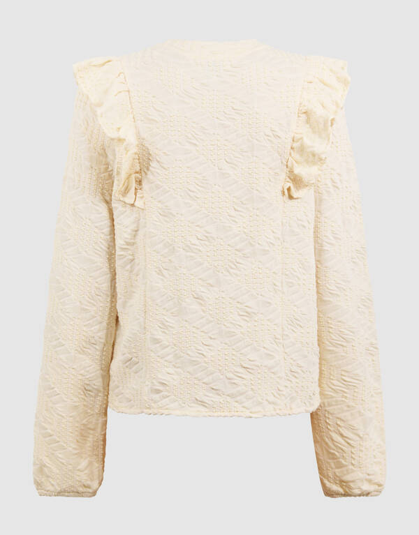 R&uuml;schen-Langarmshirt in gebrochenem Wei&szlig; SHOEBY GIRLS