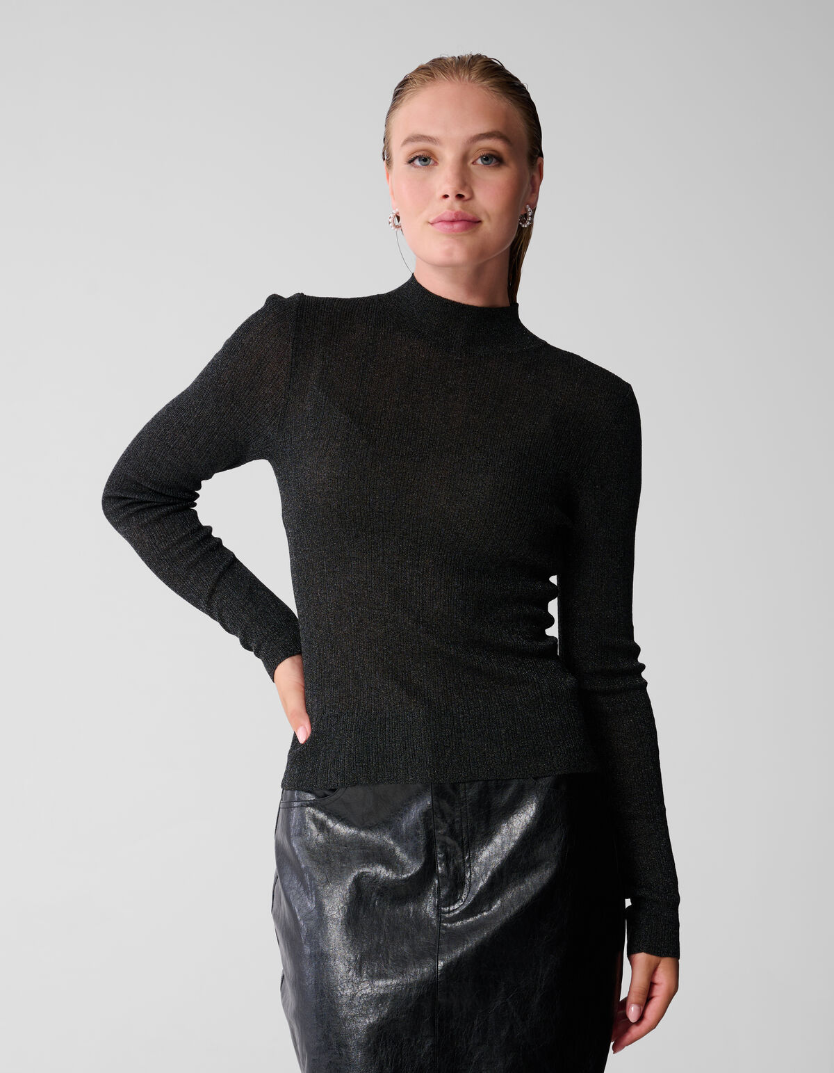 Glitzer Col Top Schwarz SHOEBY WOMEN