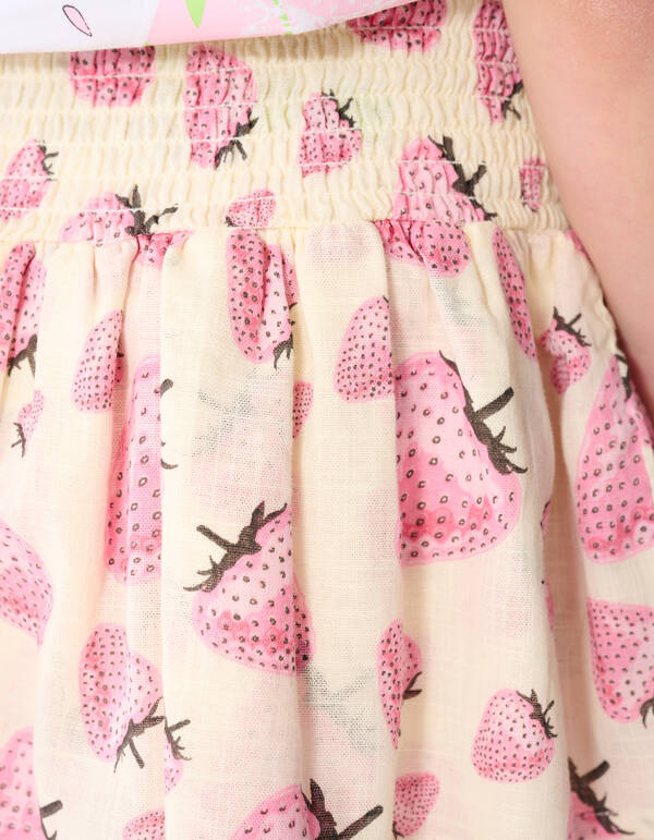 Erdbeerprint Minirock Gebrochen Wei&szlig; SHOEBY GIRLS