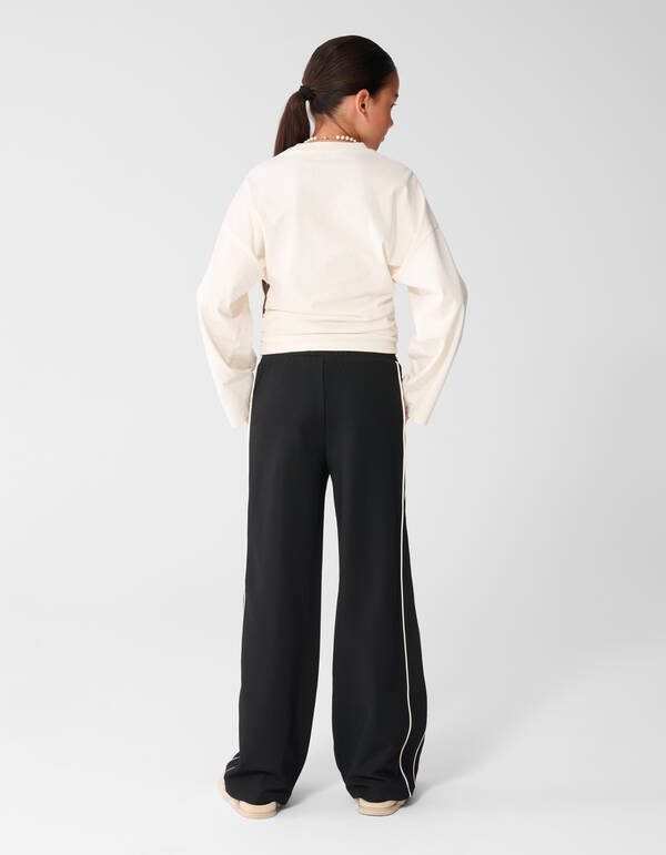Hose mit weitem Bein und Ziernaht Schwarz SHOEBY GIRLS