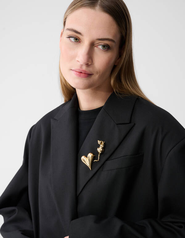 Herz-Leoparden-Broschen-Set Gold SHOEBY ACCESSOIRES