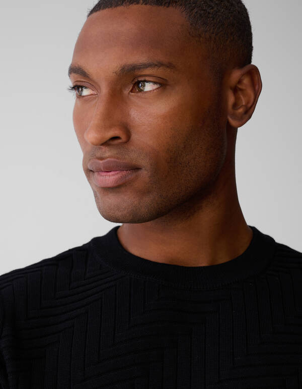 Strickpullover Struktur Schwarz SHOEBY MEN