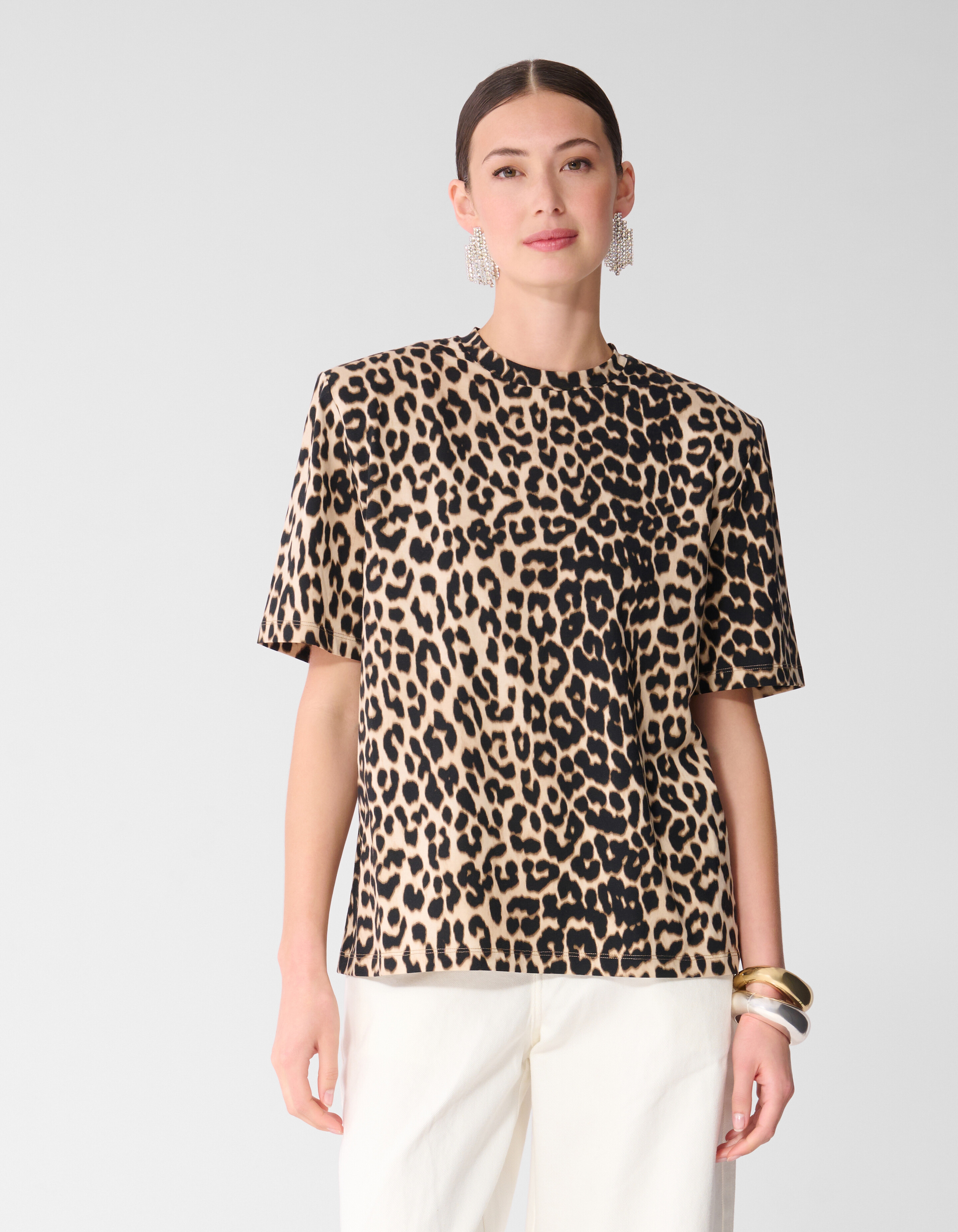 Leopard Gepolstertes T-Shirt Braun SHOEBY WOMEN