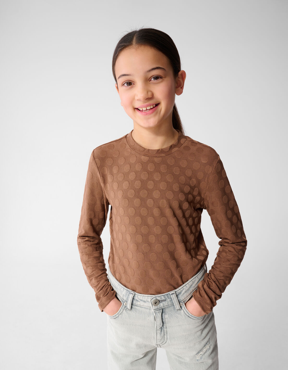 Polkadot Langarmshirt Braun SHOEBY GIRLS