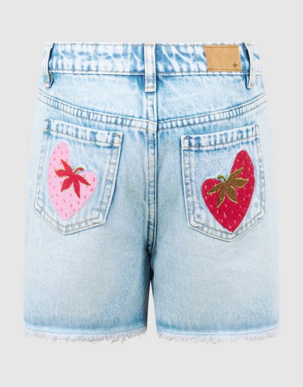 Erdbeerstickerei Shorts Blau JILL&MITCH
