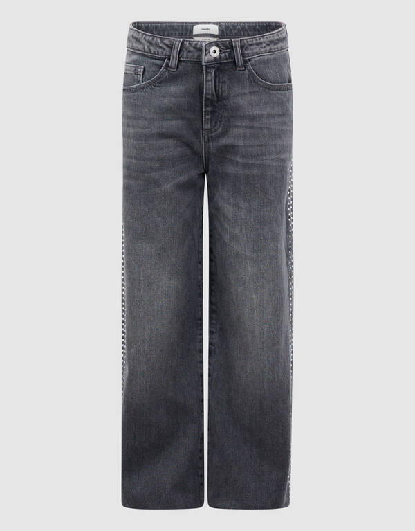 Schwarze Jeans mit Nieten und weitem Bein SHOEBY GIRLS