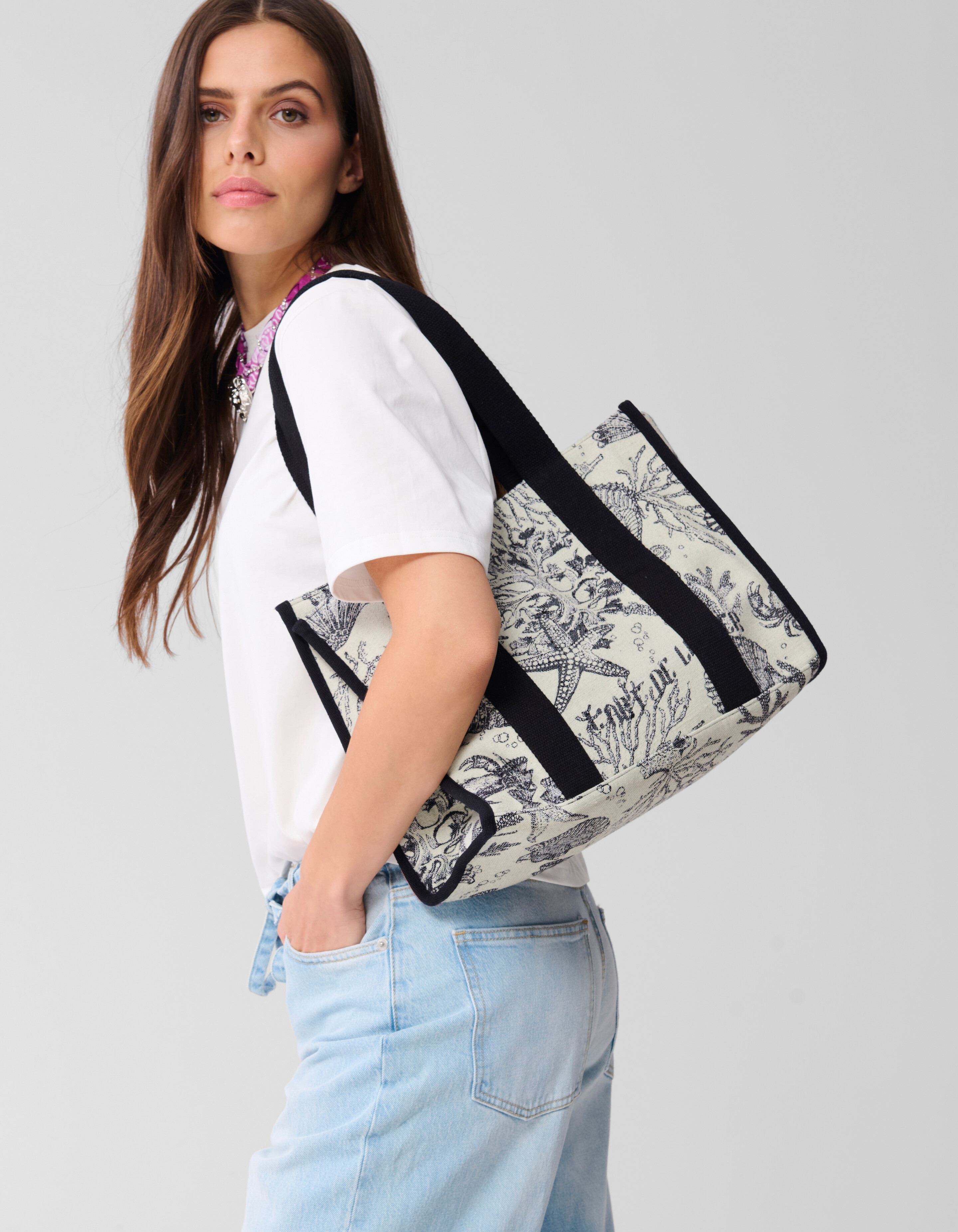 Jacquard Shopper Schwarz/Weiß SHOEBY ACCESSOIRES