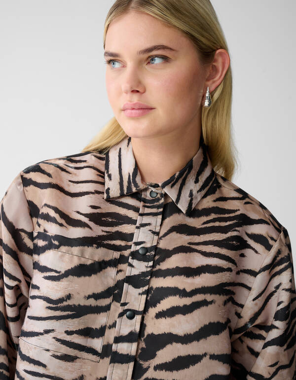 Cropped Tiger Bluse Braun SHOEBY WOMEN