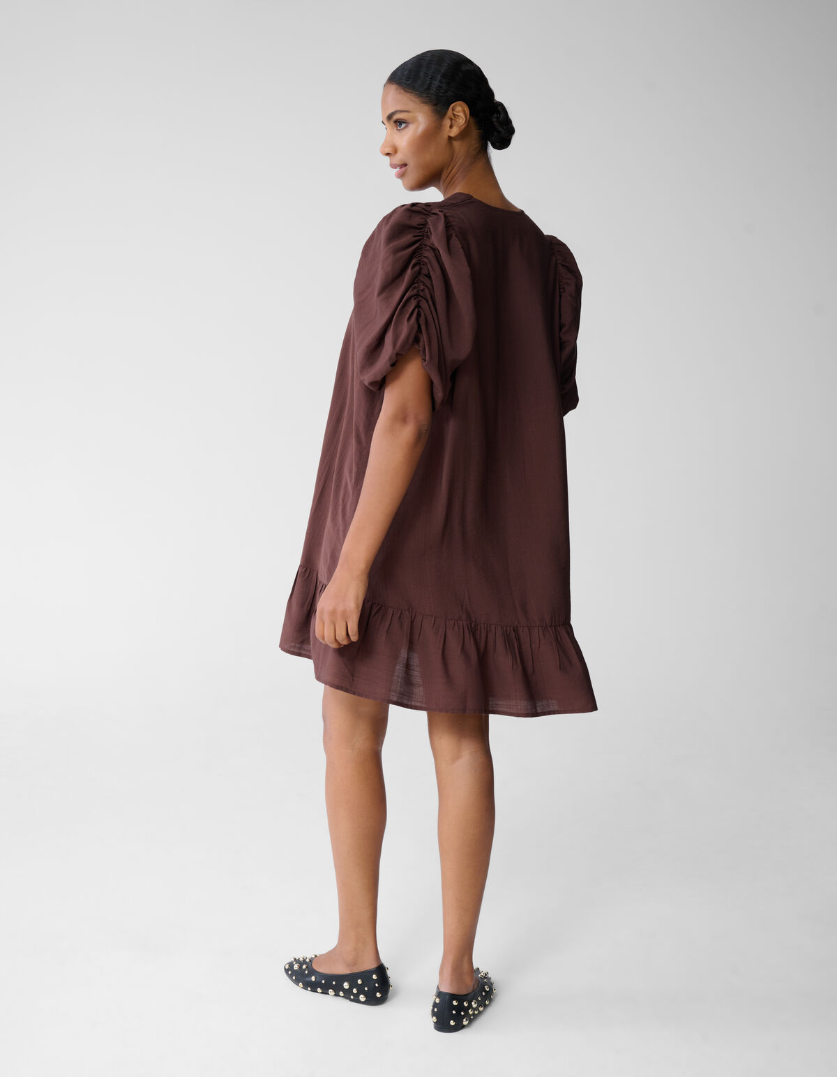 Minikleid mit Puffärmeln in Braun SHOEBY WOMEN