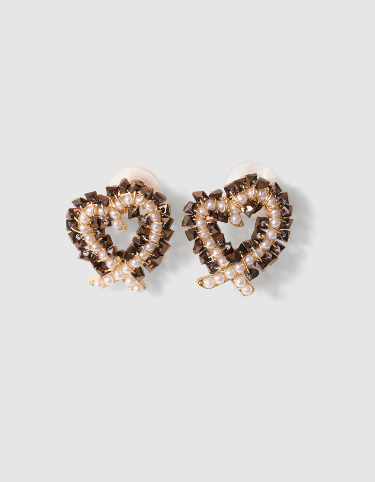 Heart Beads Ohrringe Braun/Gold SHOEBY ACCESSOIRES