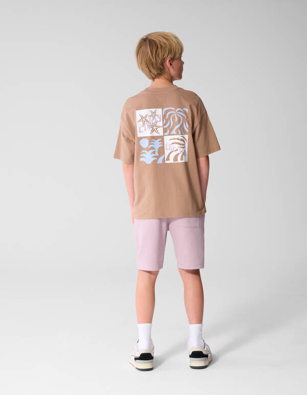 Oversized Sonnenkunst-T-Shirt Hellbraun SHOEBY BOYS