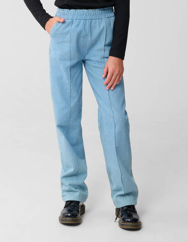 Strass Weite Beinform Hose Blau SHOEBY GIRLS