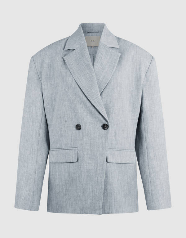 Oversized Shoulder Blazer Hellgrau SHOEBY WOMEN