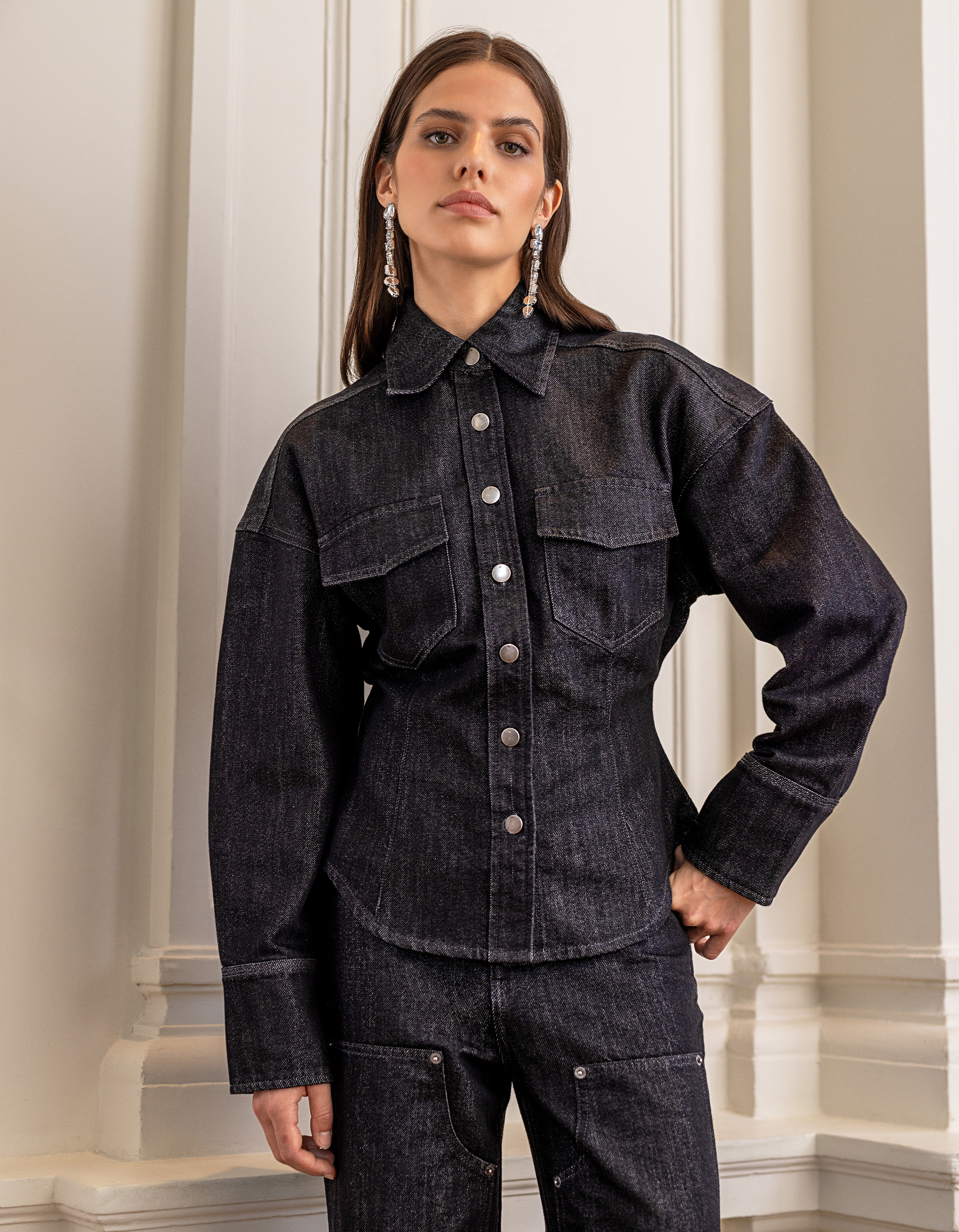 Sandelofen Denim Bluse Schwarz SHOEBY WOMEN