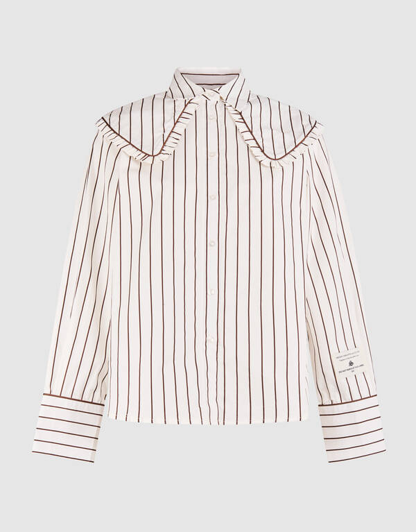 Bluse mit gro&szlig;em Kragen und Streifen in Braun SHOEBY WOMEN