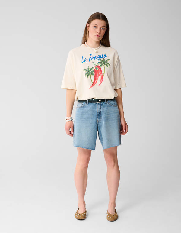 Übergroßes Peper Artwork T-shirt Off White SHOEBY WOMEN