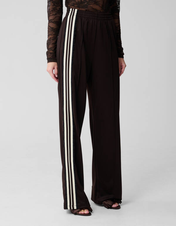 Asymmetrische Tape Weite Beinform Hose Dunkelbraun SHOEBY WOMEN