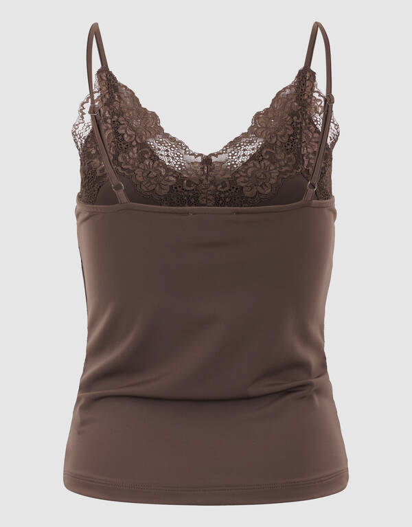 Lace Mix Singlet Donkerbruin SHOEBY WOMEN