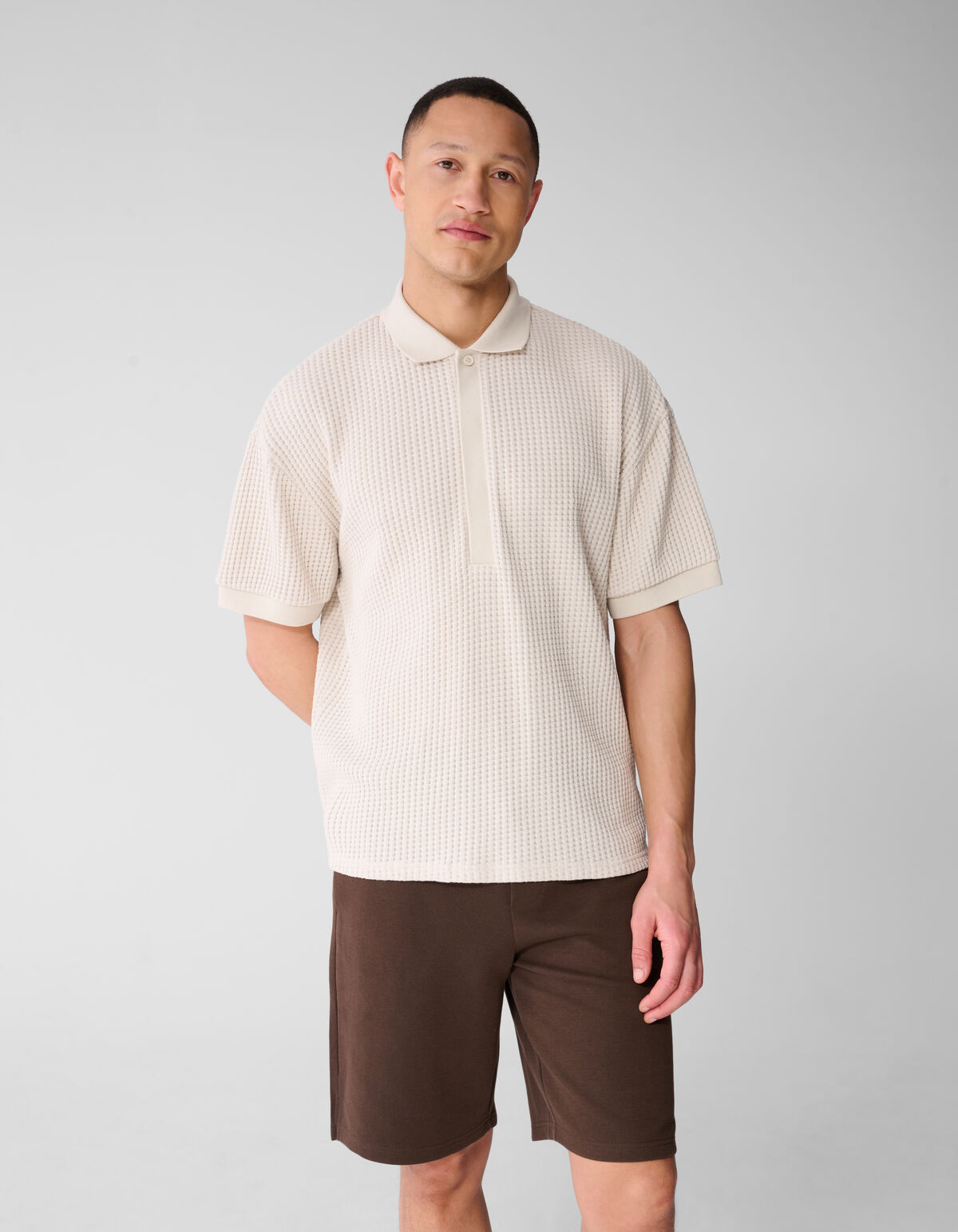 Schweres Waffel-Poloshirt Sand SHOEBY MEN