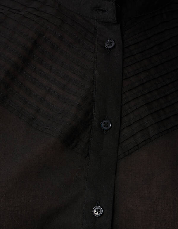 Pintuck-R&uuml;schen-Top Schwarz SHOEBY WOMEN