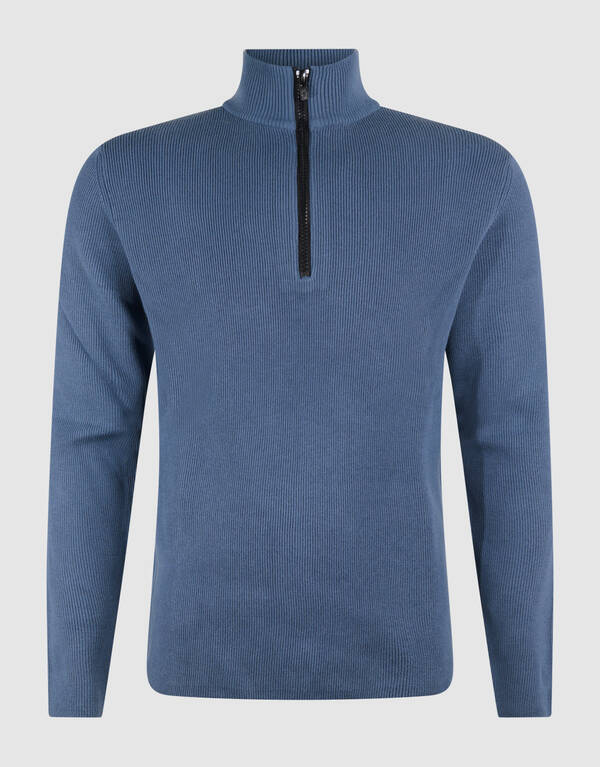 Strickpullover mit halbem Rei&szlig;verschluss Blau SHOEBY MEN