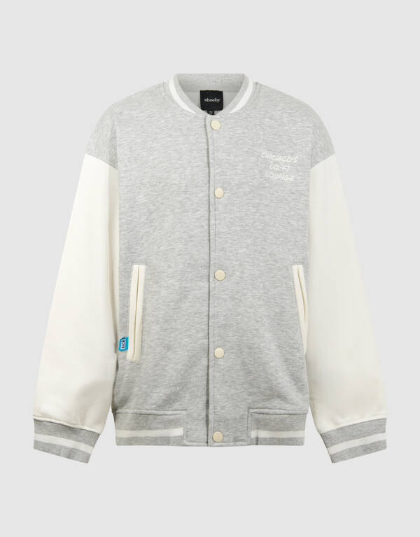 Varsity Bomber Sweatjacke Hellgrau SHOEBY BOYS