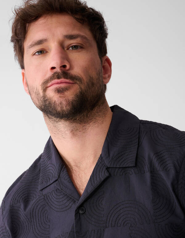 Mehrfach besticktes Hemd Dunkelgrau SHOEBY MEN